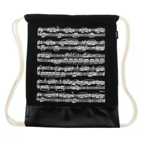 Batoh šňůrkový černý partitura noty bílé
