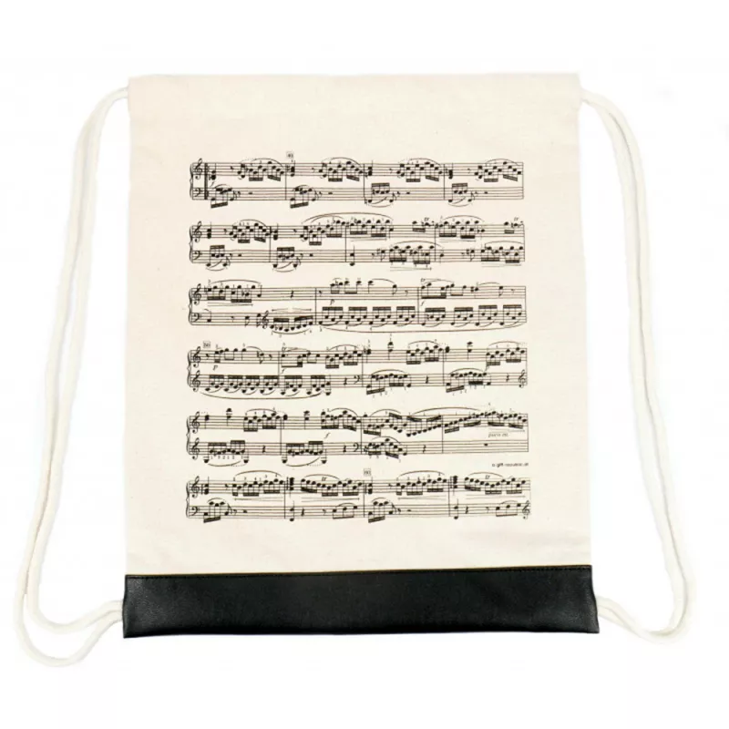 Batoh šňůrkový natural partitura černá