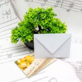 Blahopřání srdečné s obálkou béžové s notami a růžemi Tempo di Valse