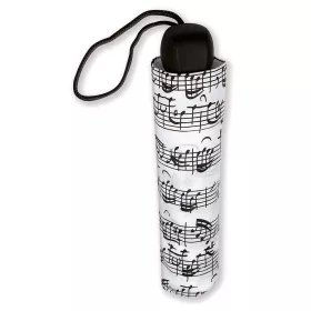 Deštník skládací bílý noty partitura černá Bach