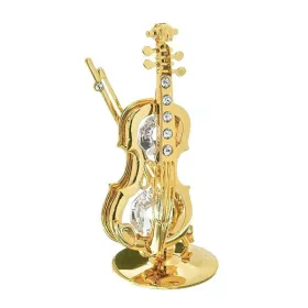 Figurka miniatura housle kovové zlacené s krystaly Swarovski