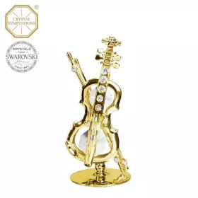 Figurka miniatura housle kovové zlacené s krystaly Swarovski