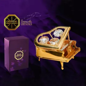 Figurka miniatura klavír piano kovové zlacené s krystaly Swarovski