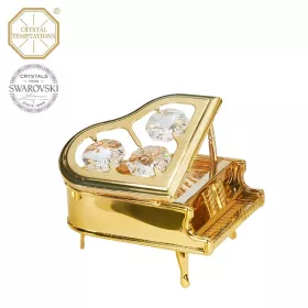 Figurka miniatura klavír piano kovové zlacené s krystaly Swarovski