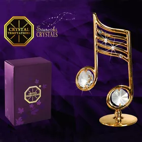 Figurka miniatura noty kovové zlacené s krystaly Swarovski