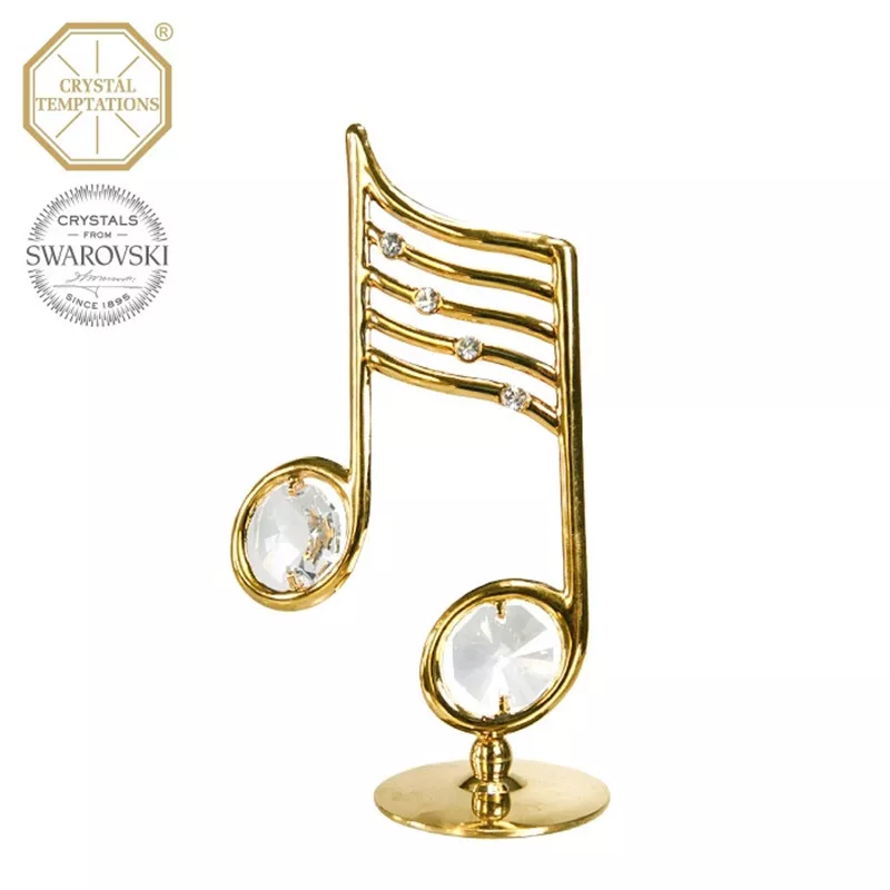 Figurka miniatura noty kovové zlacené s krystaly Swarovski