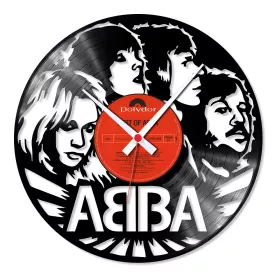 Hodiny nástěnné vinylové černé Abba