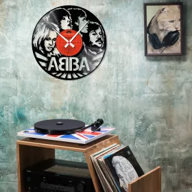 Hodiny nástěnné vinylové černé Abba