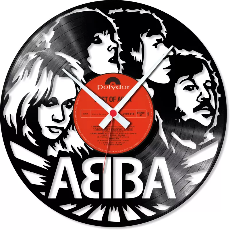Hodiny nástěnné vinylové černé Abba