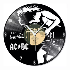 Hodiny nástěnné vinylové černé AC/DC