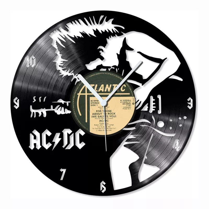 Hodiny nástěnné vinylové černé AC/DC