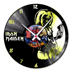 Hodiny nástěnné vinylové černé Iron Maiden Gold Edition