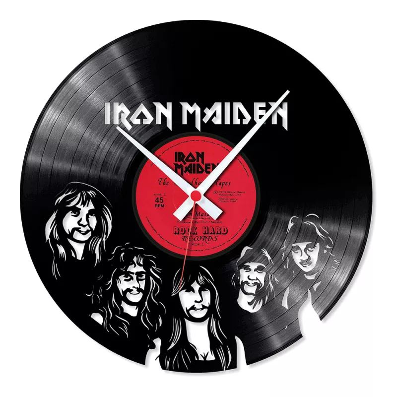 Hodiny nástěnné vinylové černé Iron Maiden