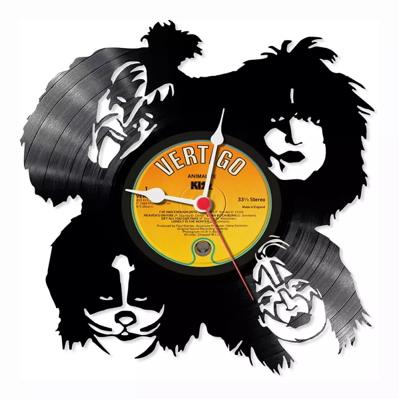 Hodiny nástěnné vinylové černé Kiss