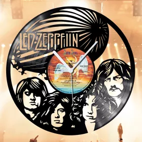 Hodiny nástěnné vinylové černé Led Zeppelin