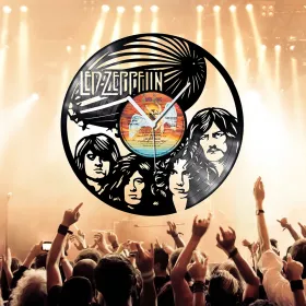 Hodiny nástěnné vinylové černé Led Zeppelin
