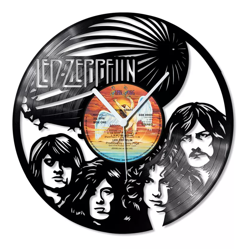 Hodiny nástěnné vinylové černé Led Zeppelin