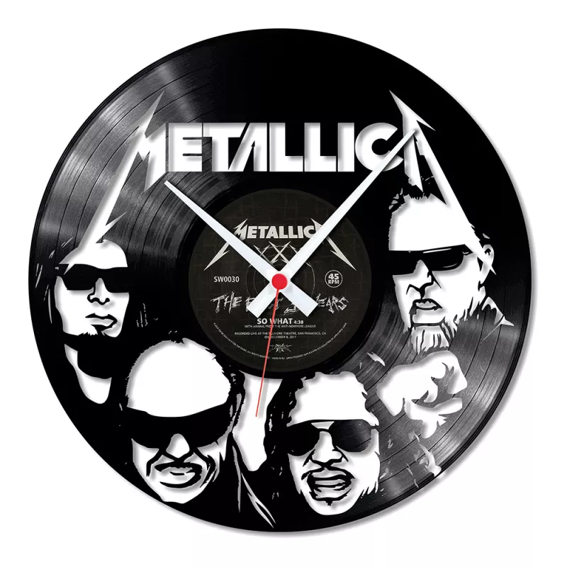 Hodiny nástěnné vinylové černé Metallica