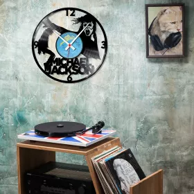 Hodiny nástěnné vinylové černé Michael Jackson