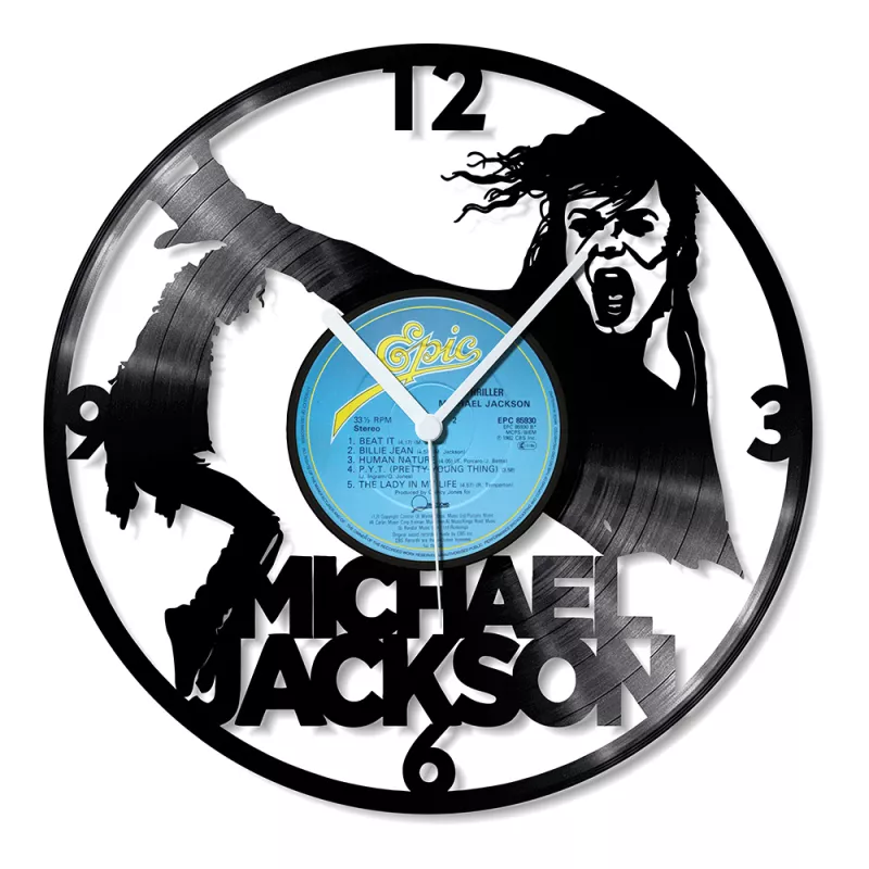 Hodiny nástěnné vinylové černé Michael Jackson