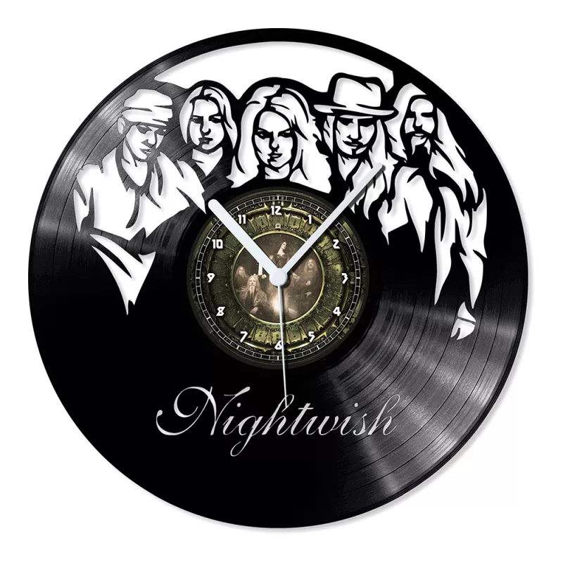 Hodiny nástěnné vinylové černé Nightwish