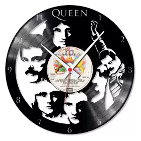 Hodiny nástěnné vinylové černé Queen