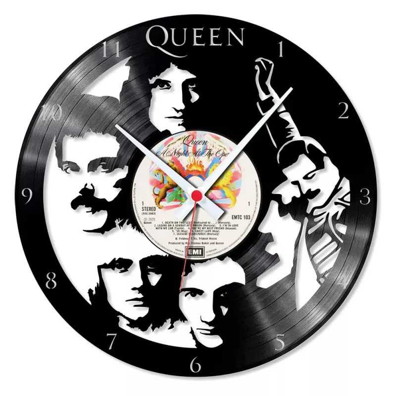 Hodiny nástěnné vinylové černé Queen