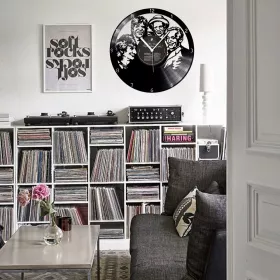 Hodiny nástěnné vinylové černé Rolling Stones