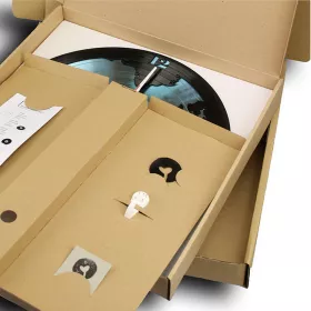 Hodiny nástěnné vinylové černé s gramofonem, houslovým klíčem a notami