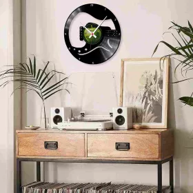 Hodiny nástěnné vinylové černé s kytarou