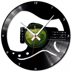 Hodiny nástěnné vinylové černé s kytarou