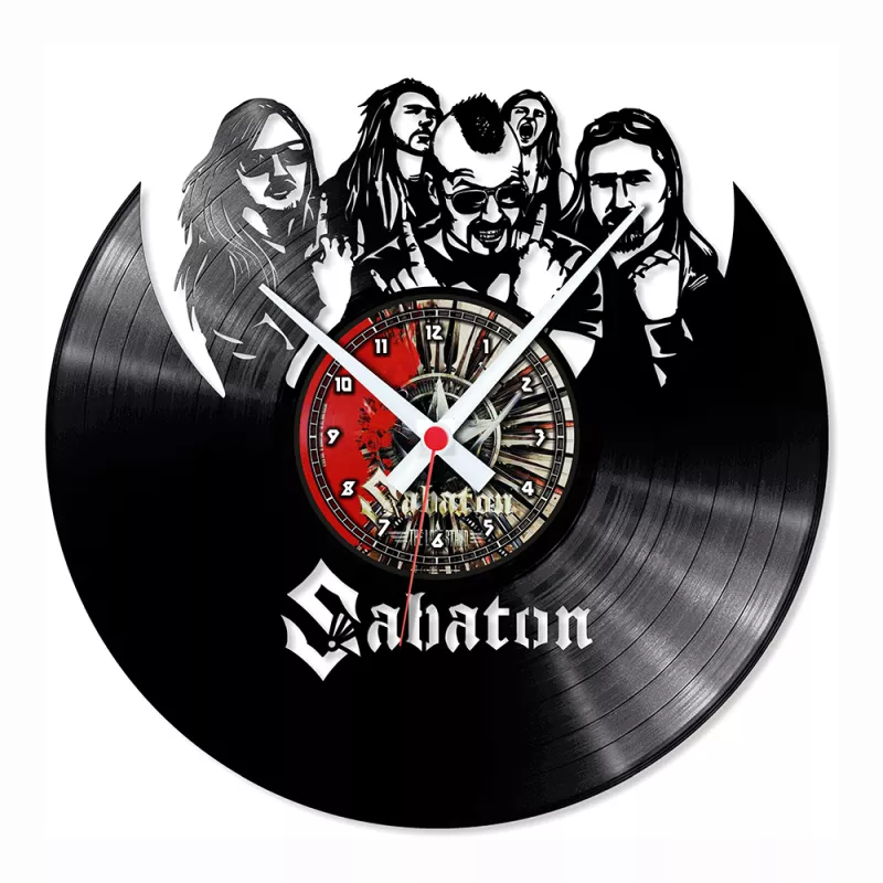 Hodiny nástěnné vinylové černé Sabaton