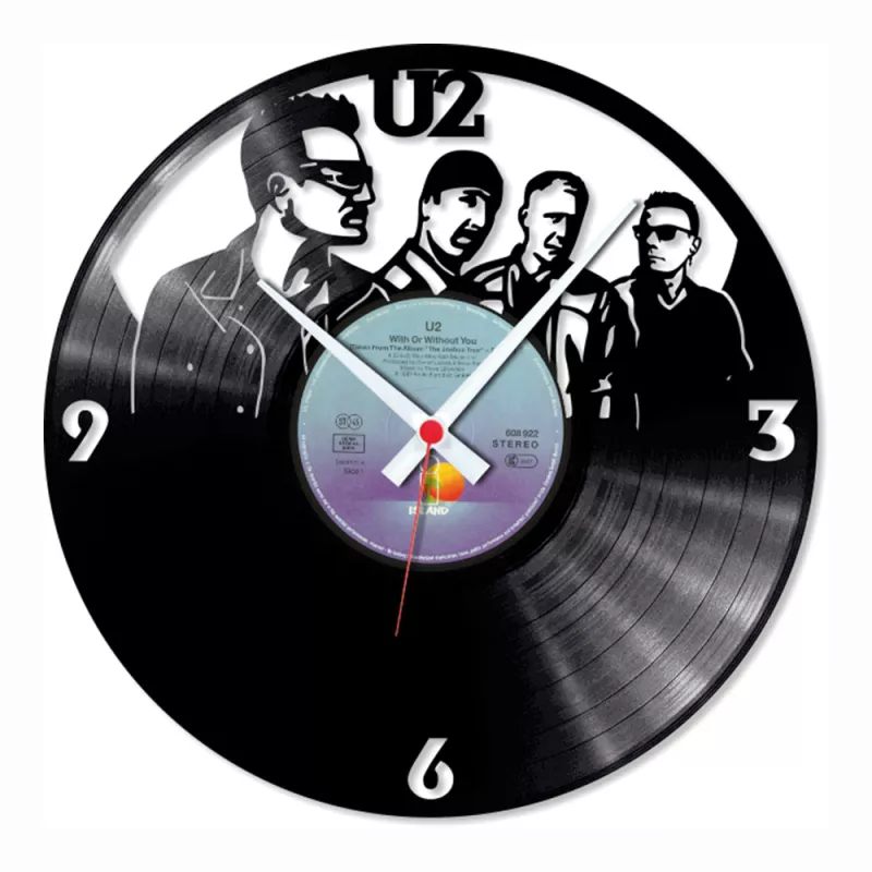 Hodiny nástěnné vinylové černé U2 Bono