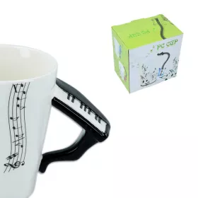 Hrnek porcelánový bílý s černou partiturou a klavírem