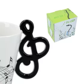 Hrnek porcelánový bílý s černým houslovým klíčem