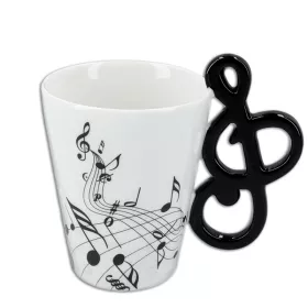 Hrnek porcelánový bílý s černým houslovým klíčem