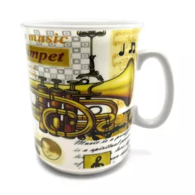 Hrnek porcelánový bílý s trumpetou, trupetistou a notami