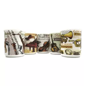 Hrnek porcelánový bílý se saxofonem, saxofonistou a notami