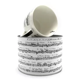Hrnek porcelánový velký bílý s černou partiturou a notami Adagio