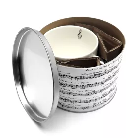 Hrnek porcelánový velký bílý s černou partiturou a notami Adagio