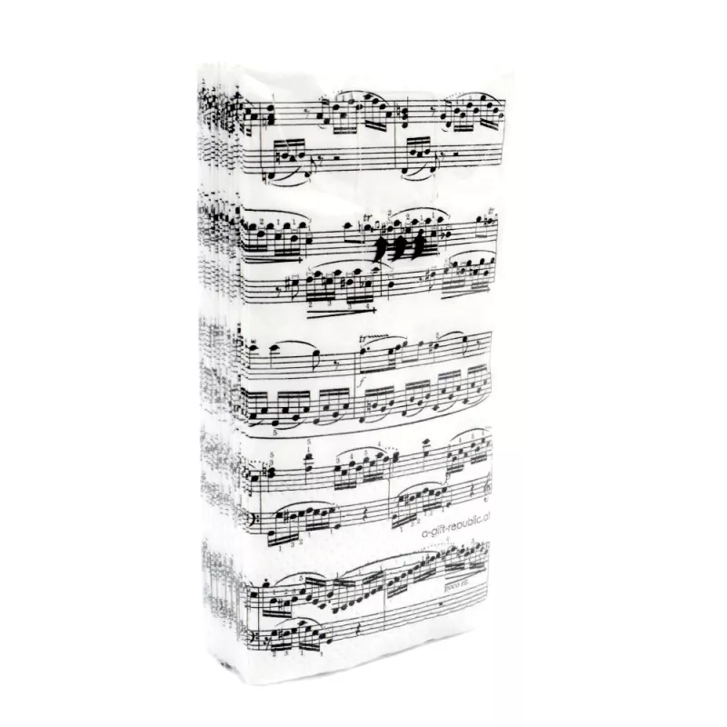 Kapesníčky papírové bílé partitura černá