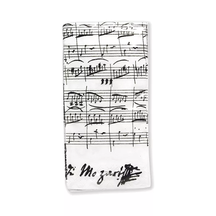 Kapesníčky papírové bílé s černými notami - partitura Mozart