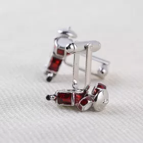 Knoflíčky manžetové stříbrné bicí červenobílé