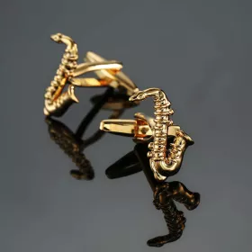 Knoflíčky manžetové zlaté saxofon