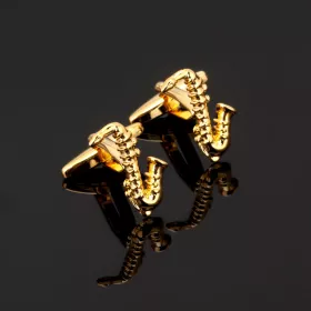 Knoflíčky manžetové zlaté saxofon
