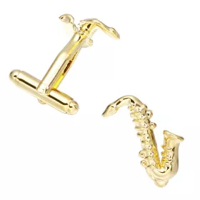 Knoflíčky manžetové zlaté saxofon