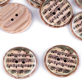 Knoflík plastový béžový s černými notami 25 mm