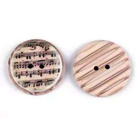 Knoflík plastový béžový s černými notami 25 mm