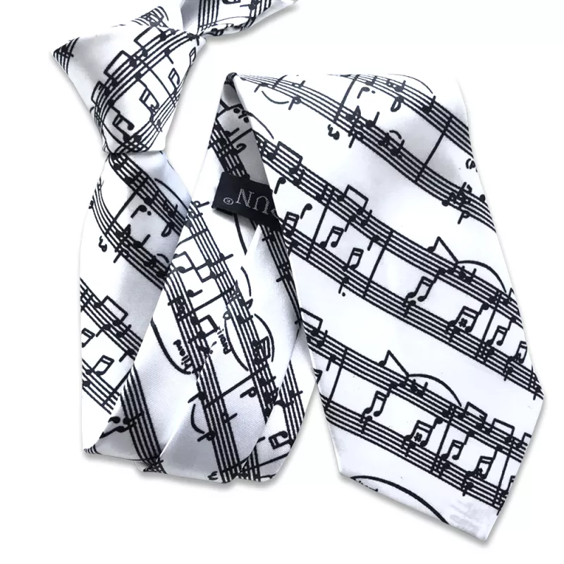 Kravata bílá s černou partiturou