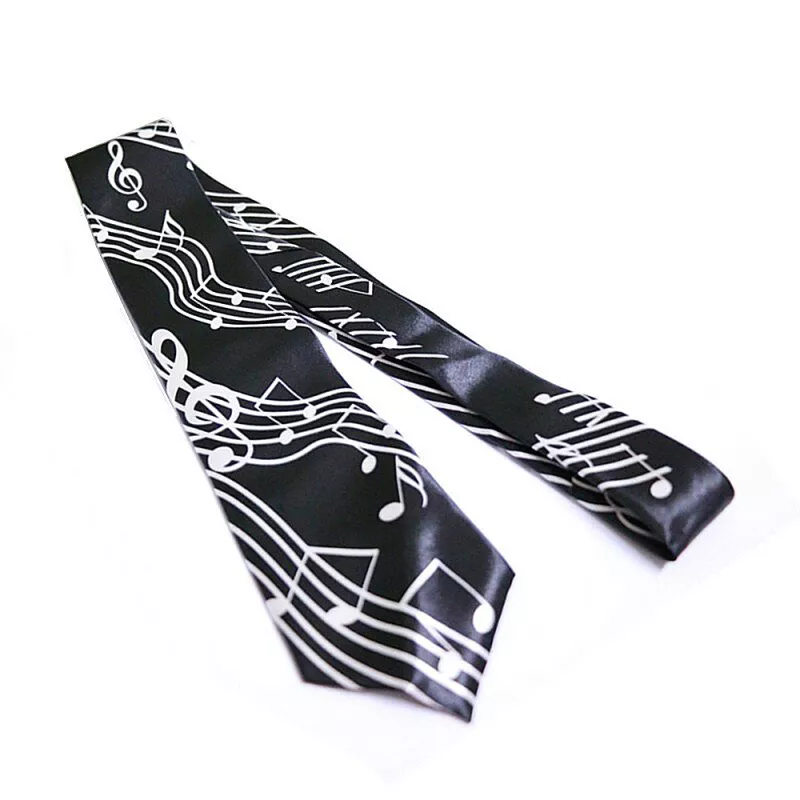 Kravata černá s bílou partiturou